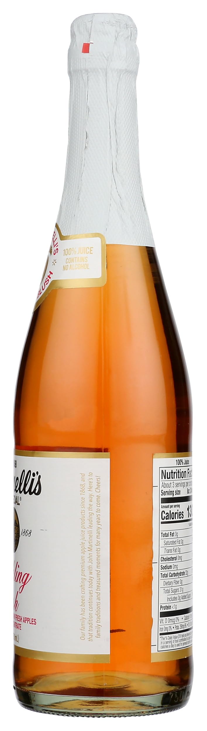 Martinelli's Sparkling Blush label detail showing Kosher certification