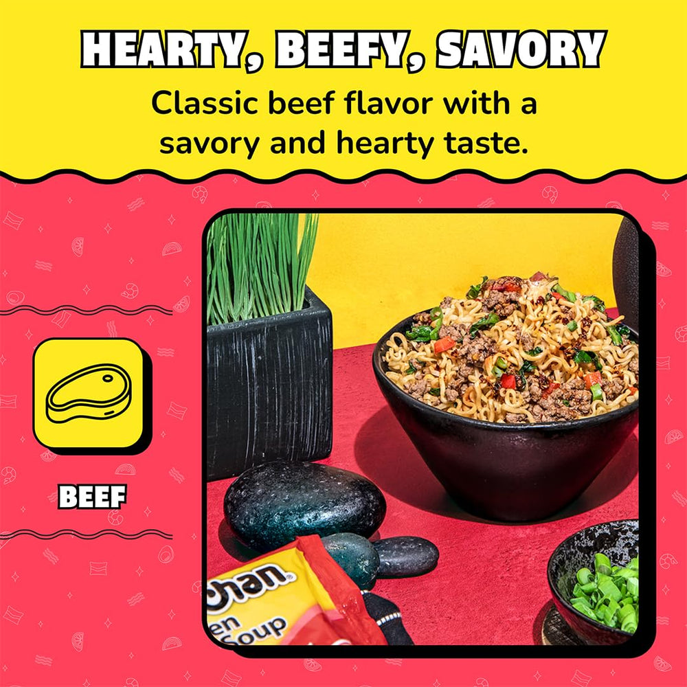 Maruchan Beef Ramen dry noodles prior to cooking.