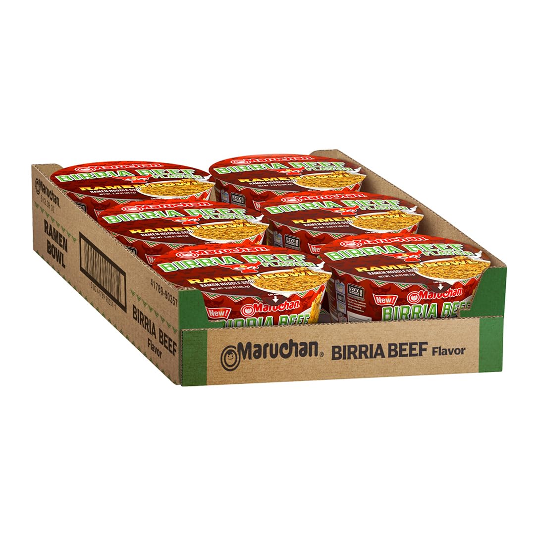 Maruchan Birria Beef noodles served in a bowl ready to enjoy