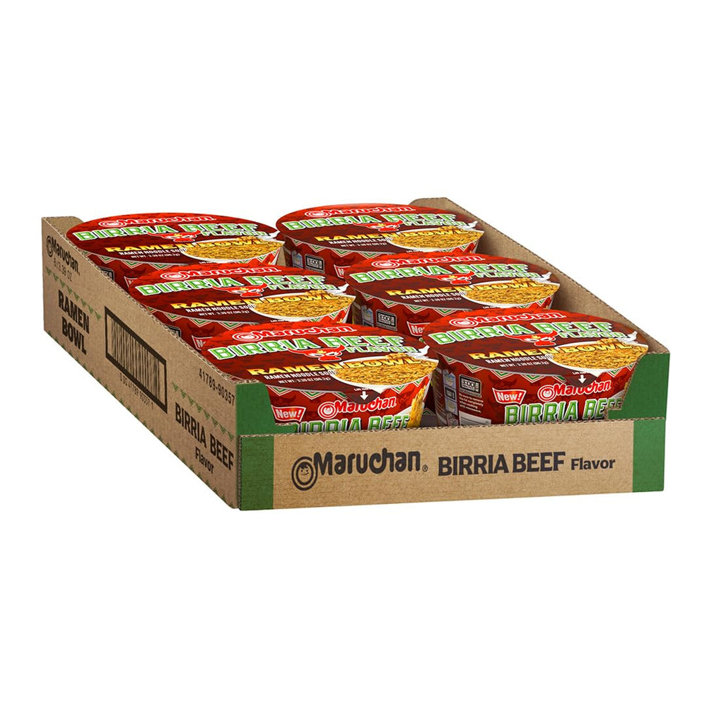 Maruchan Birria Beef noodles served in a bowl ready to enjoy