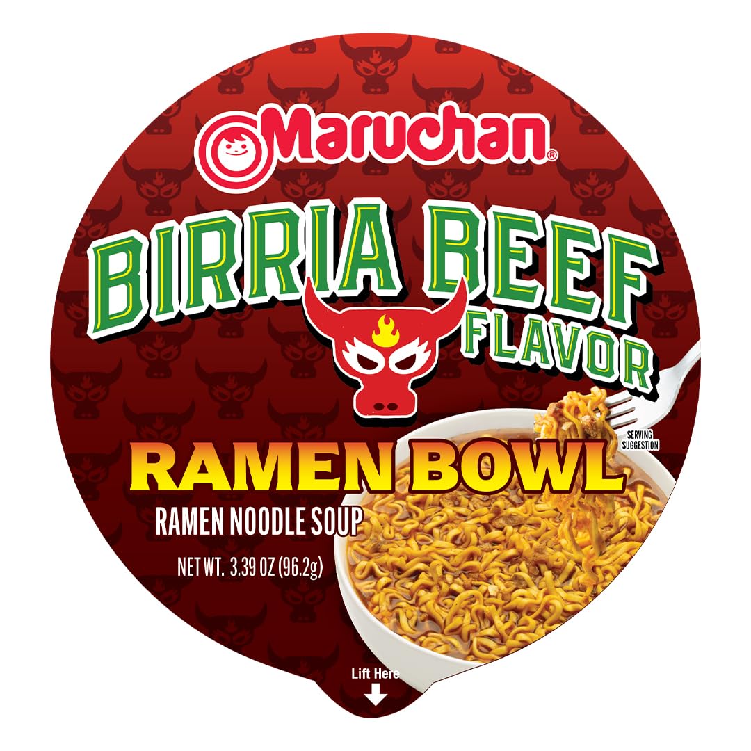 Maruchan Birria Beef microwavable packaging with easy prep steps