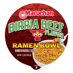 Maruchan Birria Beef microwavable packaging with easy prep steps