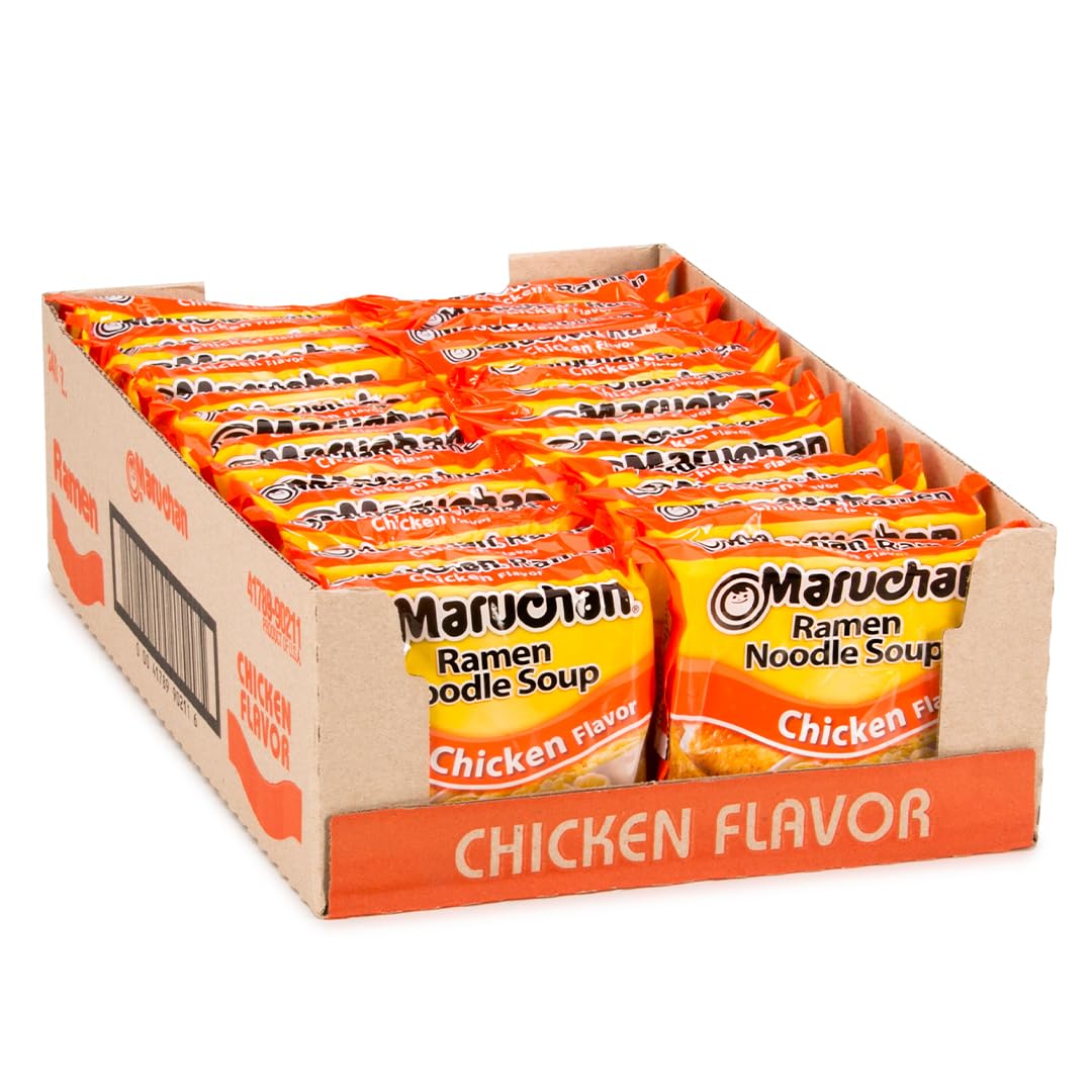 Maruchan Chicken Ramen noodles simmering in water for a quick, comforting meal