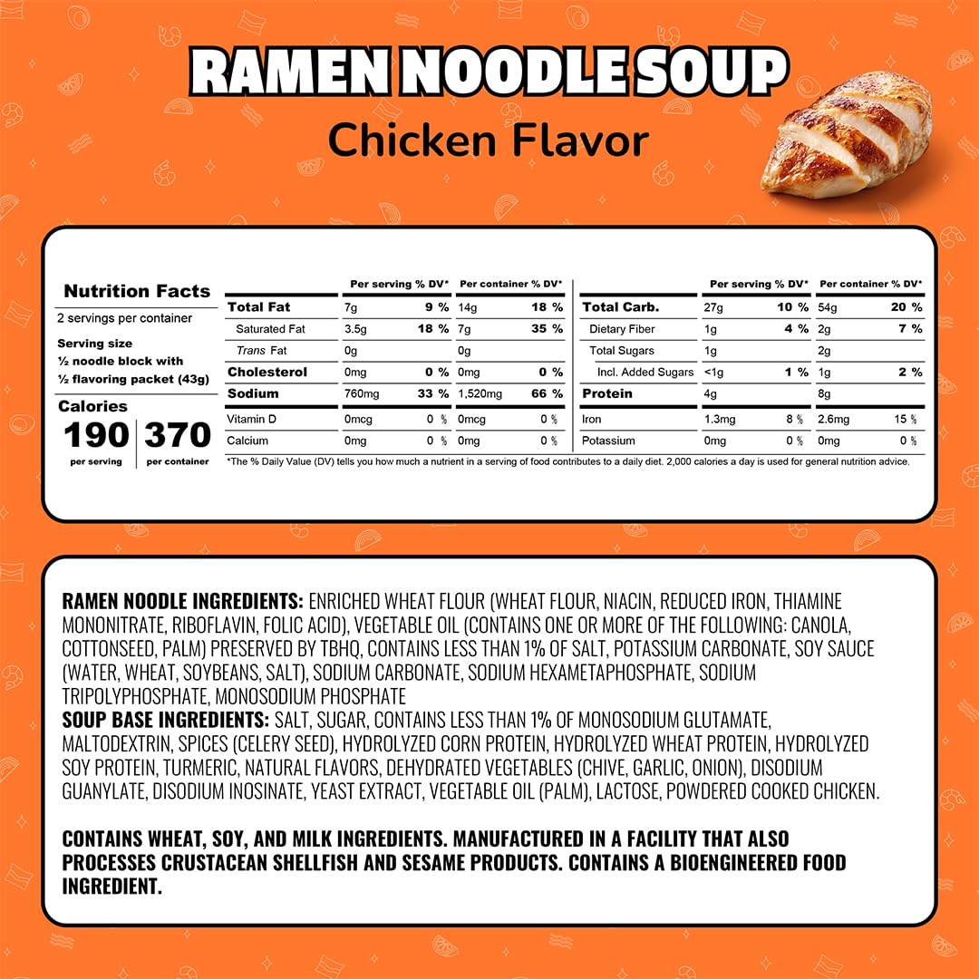 Close-up of Maruchan Chicken Ramen seasoning packet ready to mix