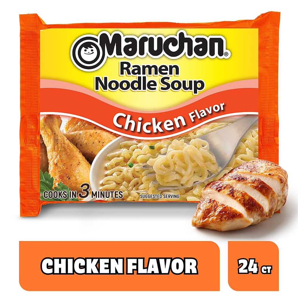 Steaming bowl of Maruchan Chicken Ramen with inviting aroma