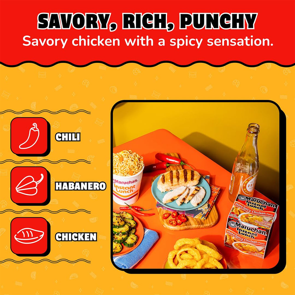 Maruchan Instant Lunch 3-minute prep guide inside packaging.