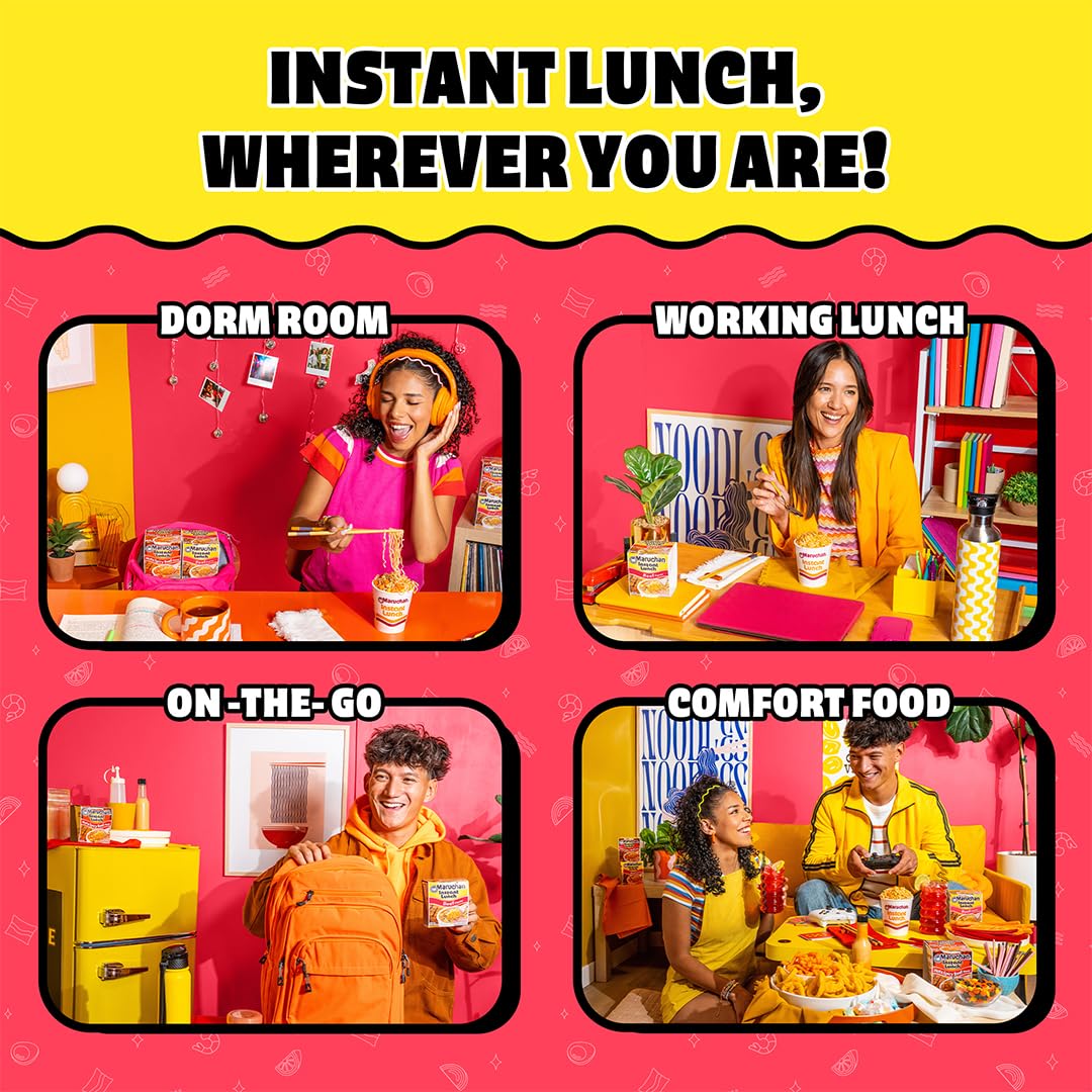 Beef flavor aroma and texture highlighted in a Maruchan Instant Lunch reminder.