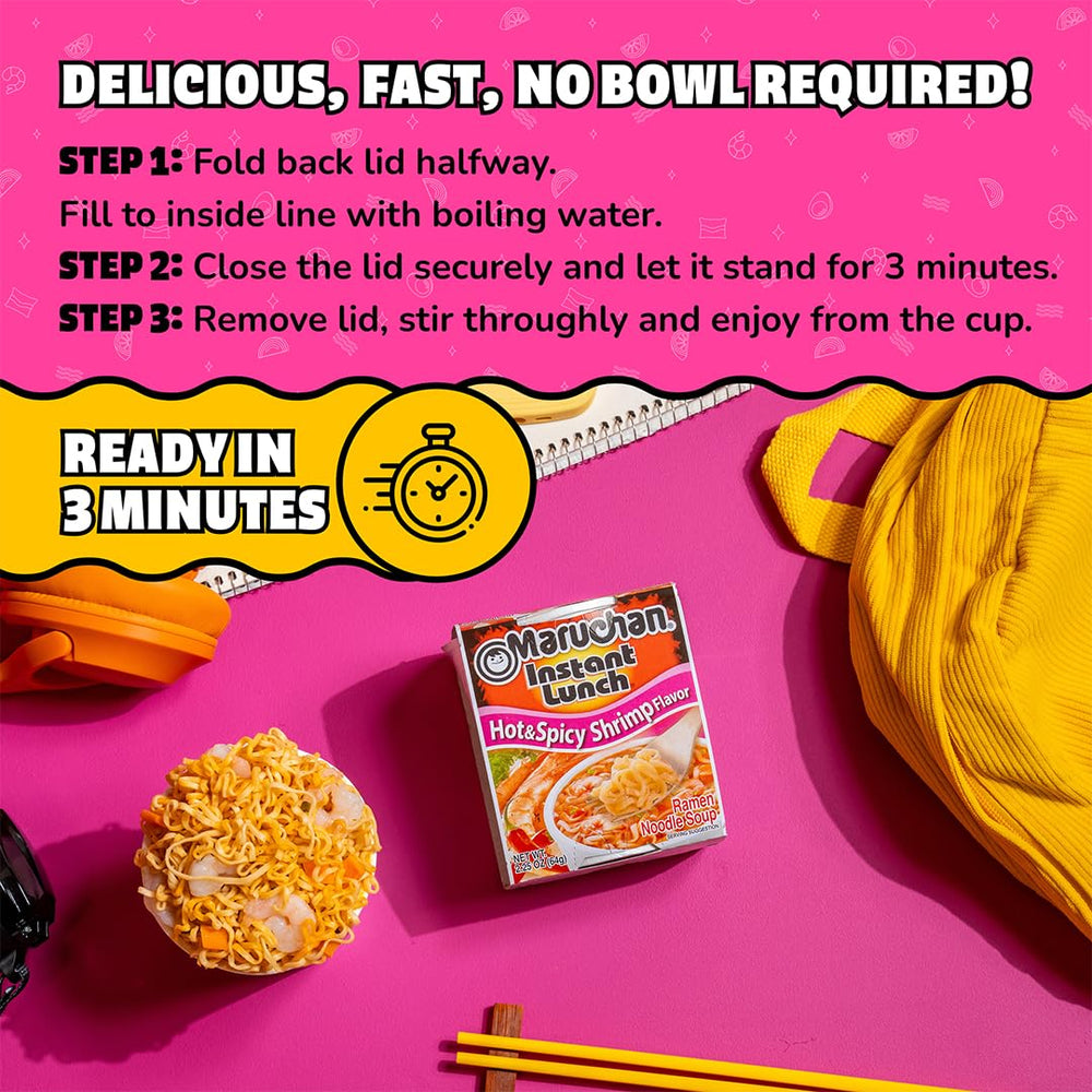 Camping scene with Maruchan Instant Lunch for outdoor dining
