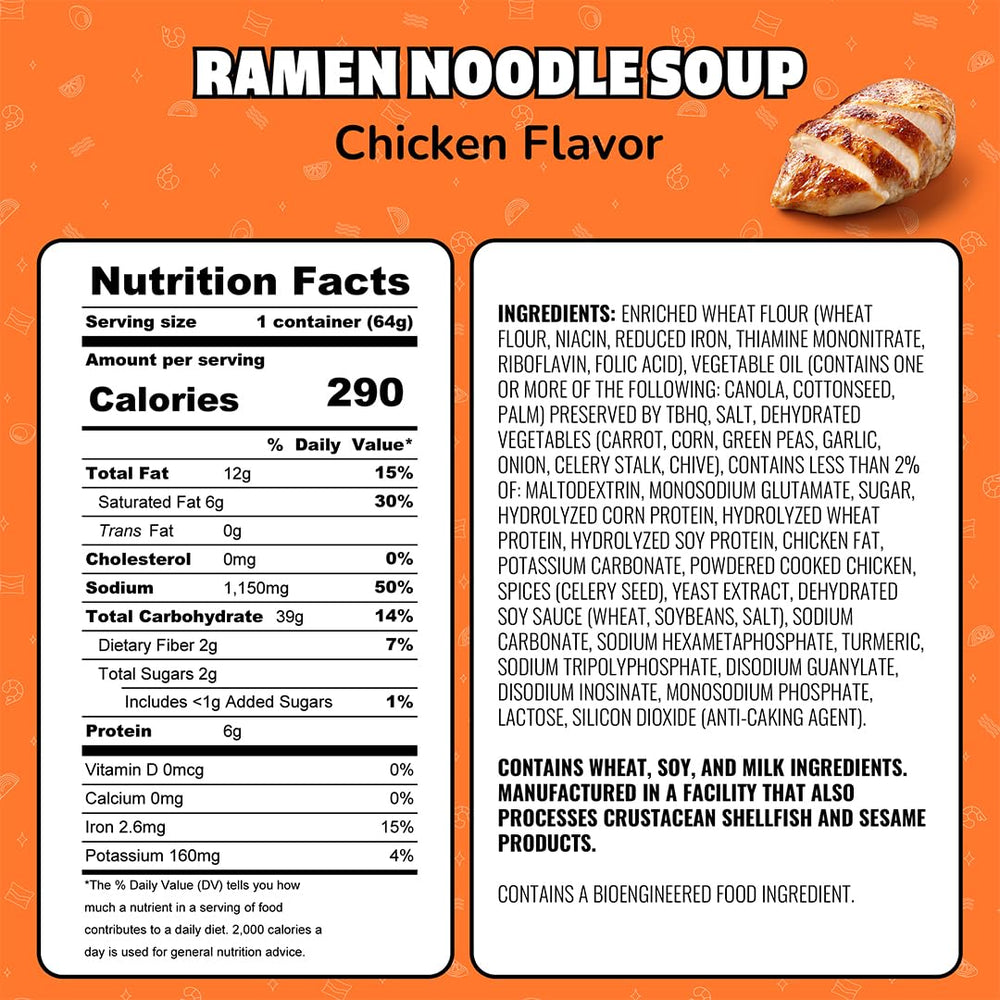 Maruchan Instant Lunch chicken dry ingredients ready for a hot meal on the go.