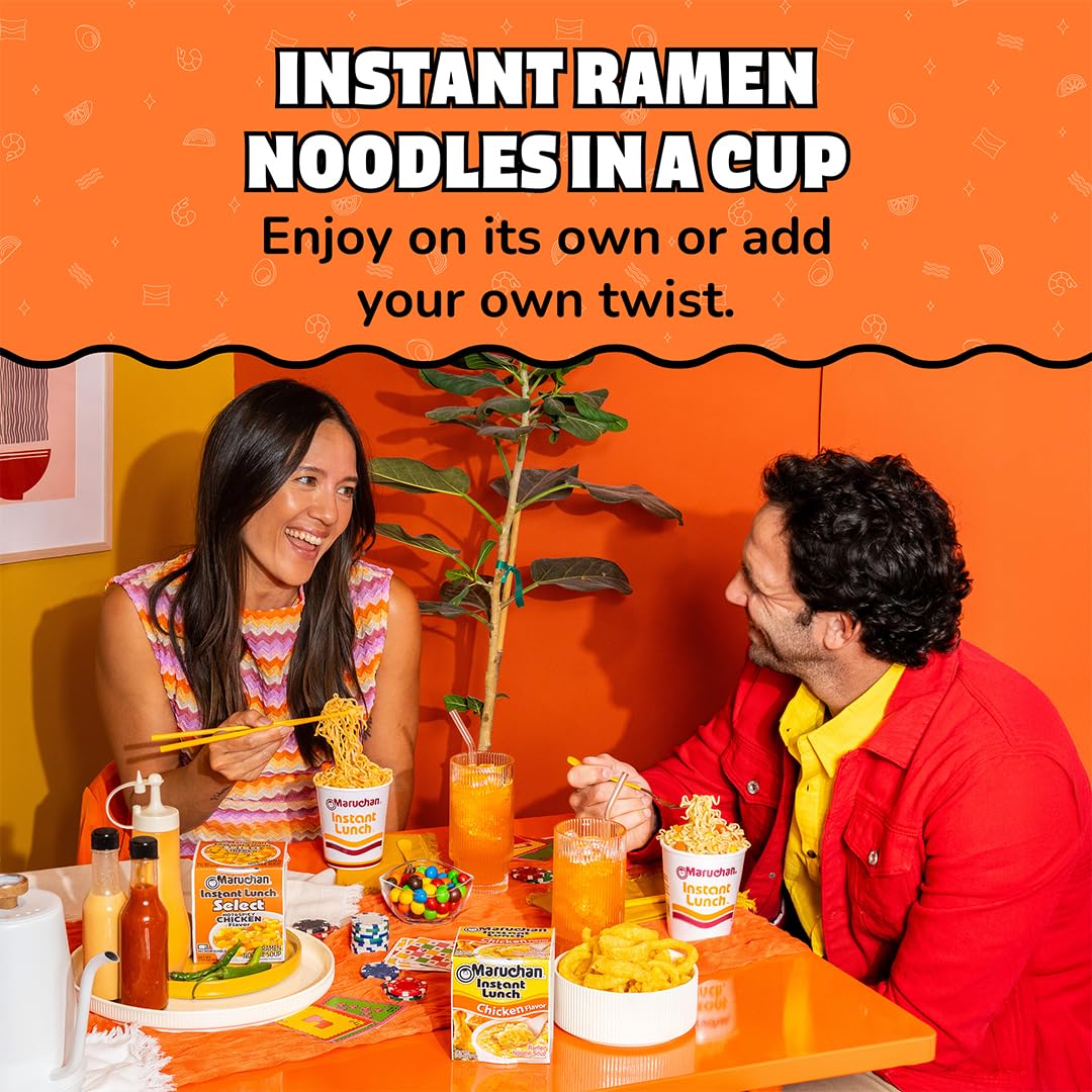 Maruchan Instant Lunch chicken 3-minute cook begins with hot water addition.