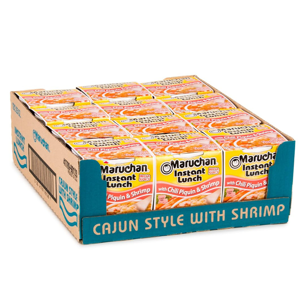 Maruchan Instant Lunch chili piquin shrimp cup ready in minutes for quick meals.