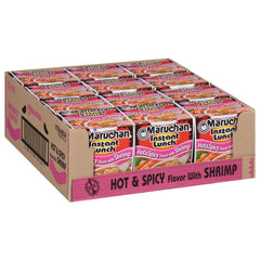 Maruchan Instant Lunch hot and spicy shrimp cup ready for a quick meal