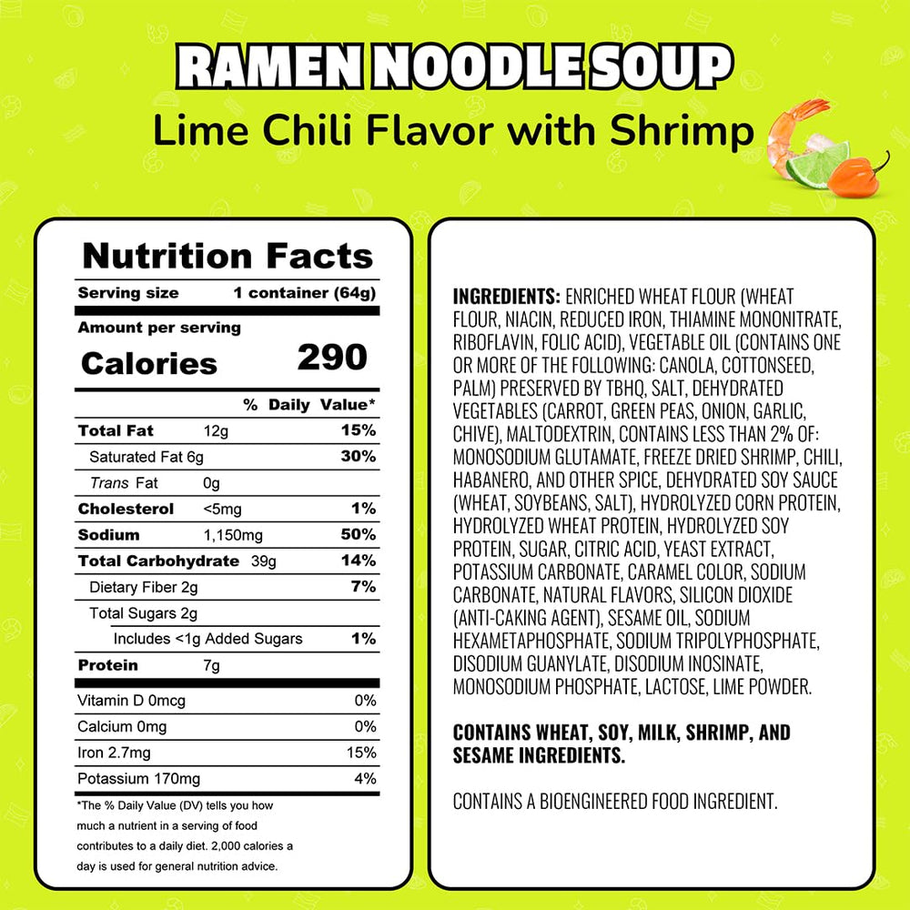 Open Maruchan Instant Lunch Lime Chili Shrimp cup shows convenient preparation