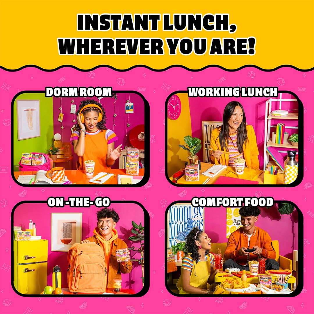 Office desk setup with Maruchan Instant Lunch as a fast lunch option