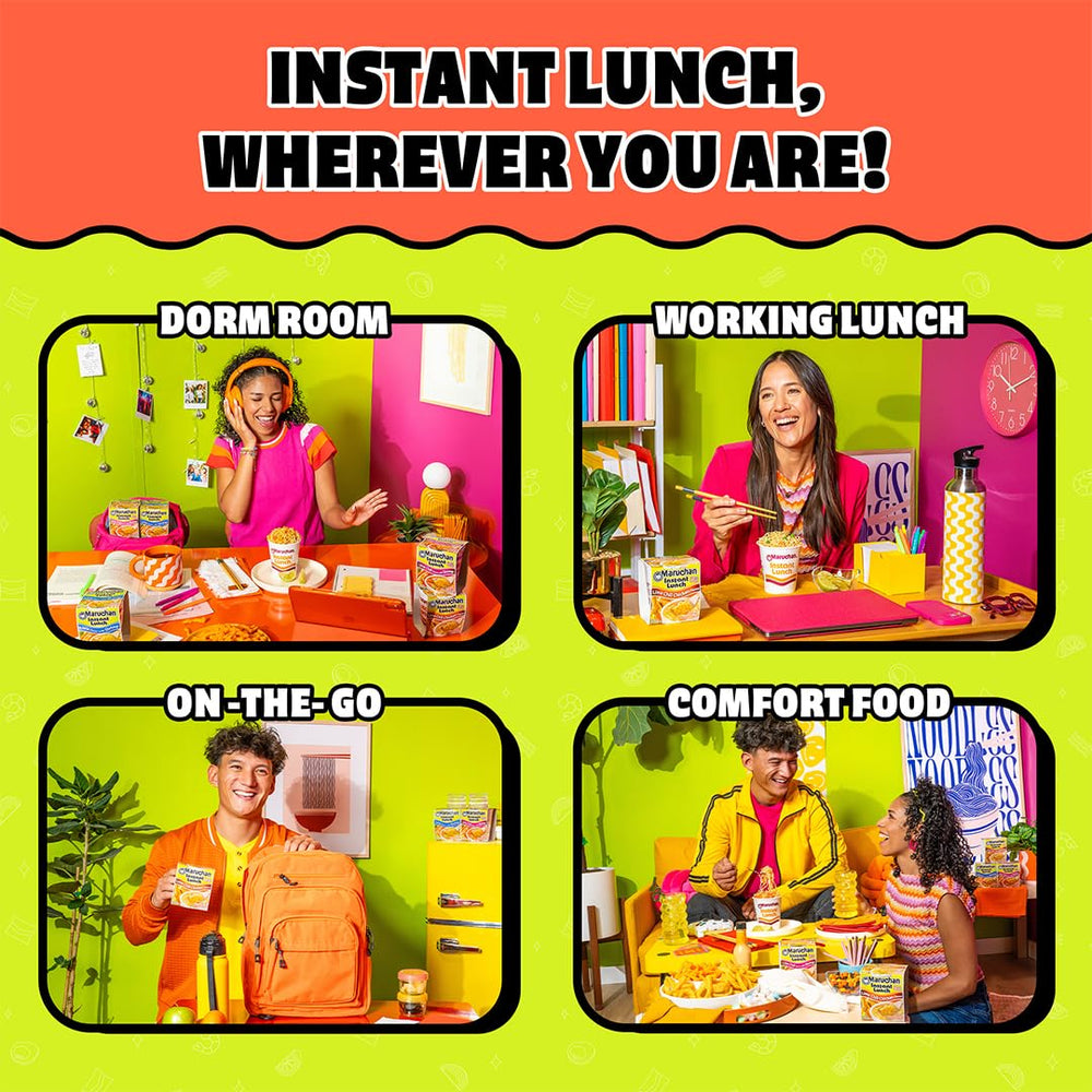 Maruchan Instant Lunch compact cup for travel fits into bags and desks.