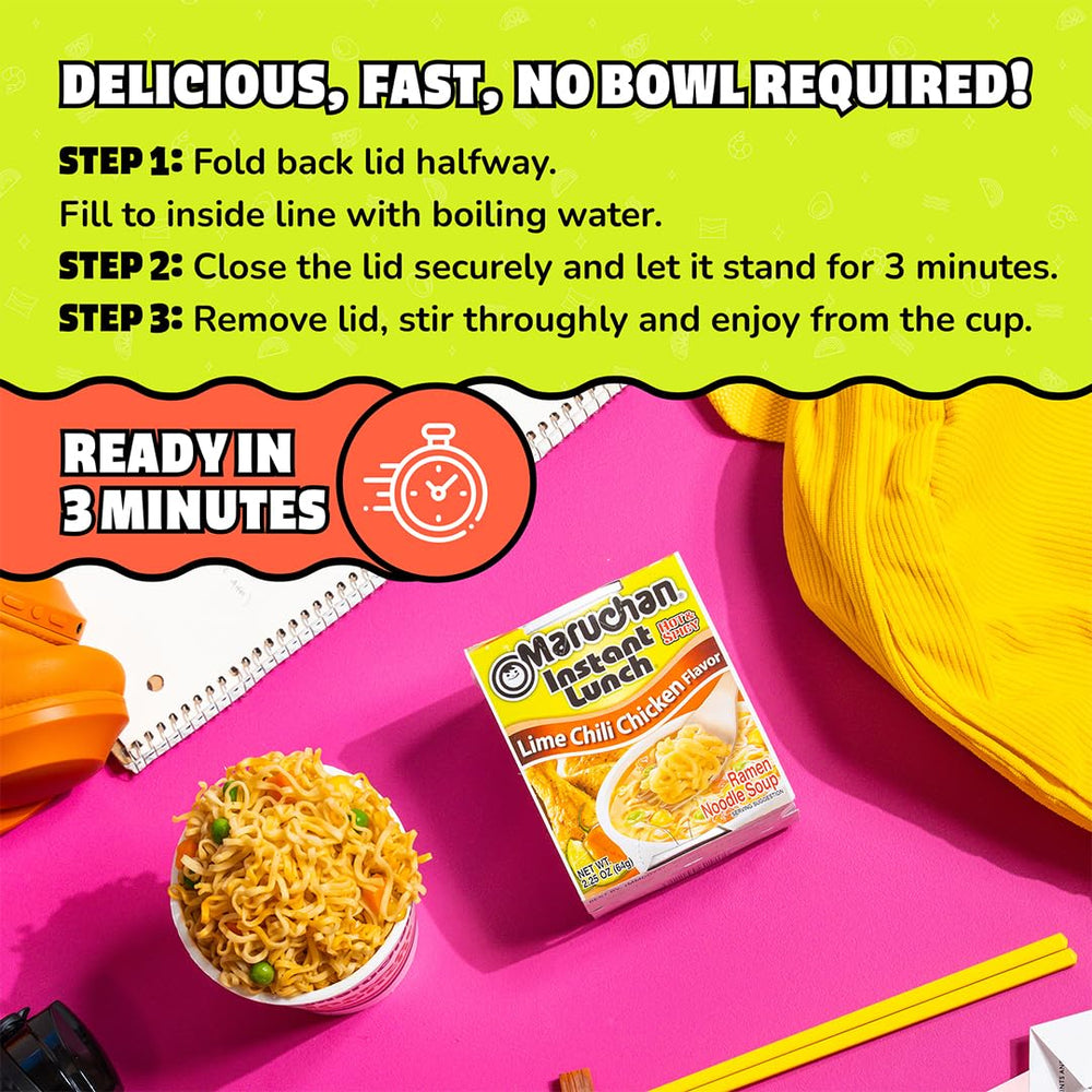 Maruchan Instant Lunch 12-pack ideal for quick meals on the go.