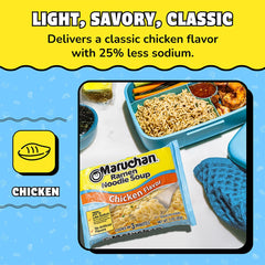 Maruchan Less Sodium Chicken Ramen ingredients on the back