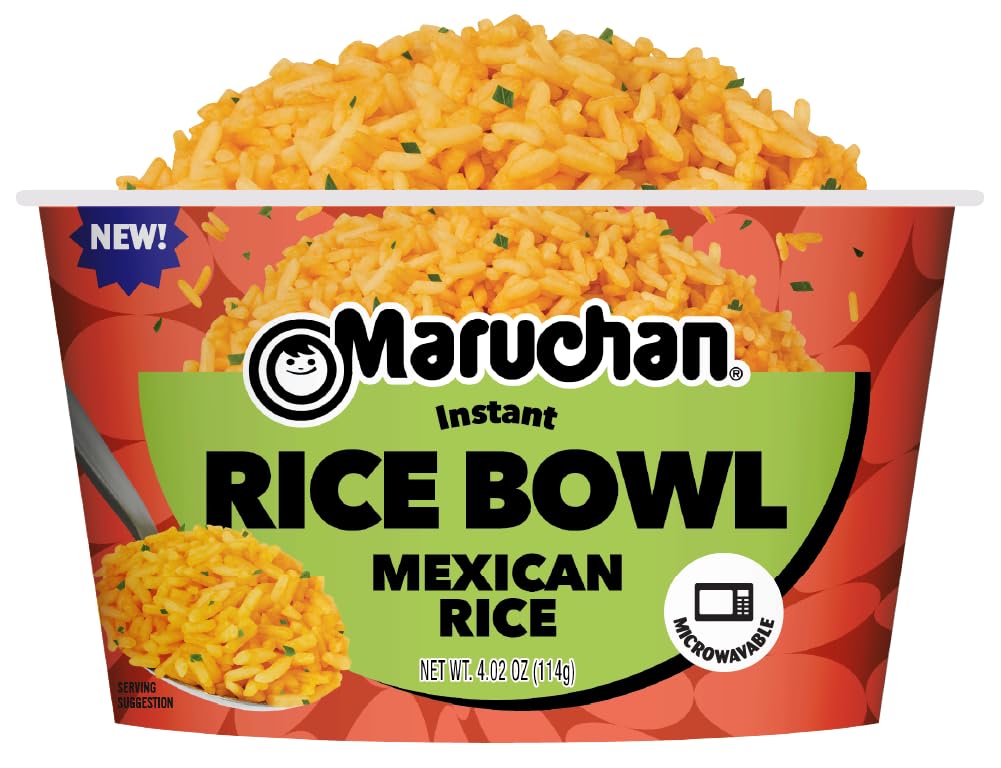 Maruchan microwavable Mexican rice bowl ready-to-eat in minutes.