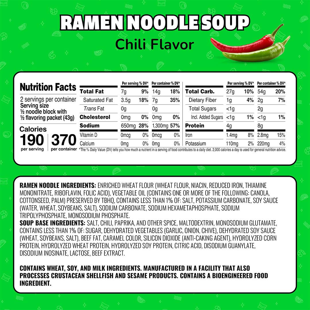 Maruchan Ramen Chili noodles steaming in a bowl