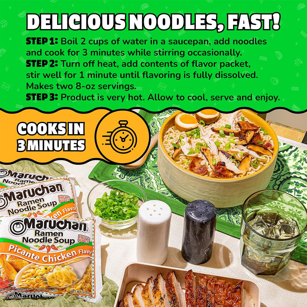 Maruchan Ramen Picante Chicken with sauce stirred in for bold, savory warmth.
