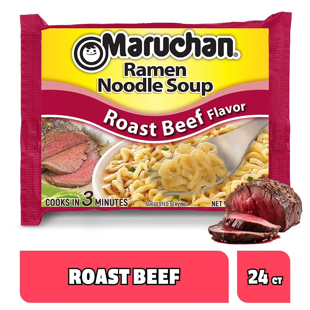 Maruchan Roast Beef Ramen seasoning packet close-up; depth of flavor.