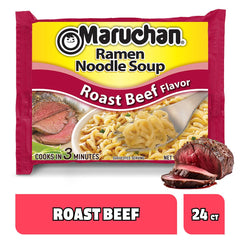 Maruchan Roast Beef Ramen seasoning packet close-up; depth of flavor.