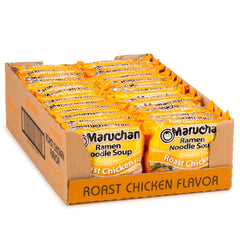 Maruchan Roast Chicken ramen in a steaming bowl for a quick meal.