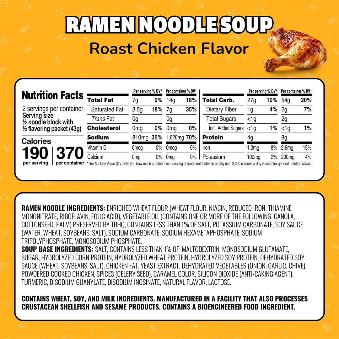 Maruchan Roast Chicken noodles close-up with savory steam.