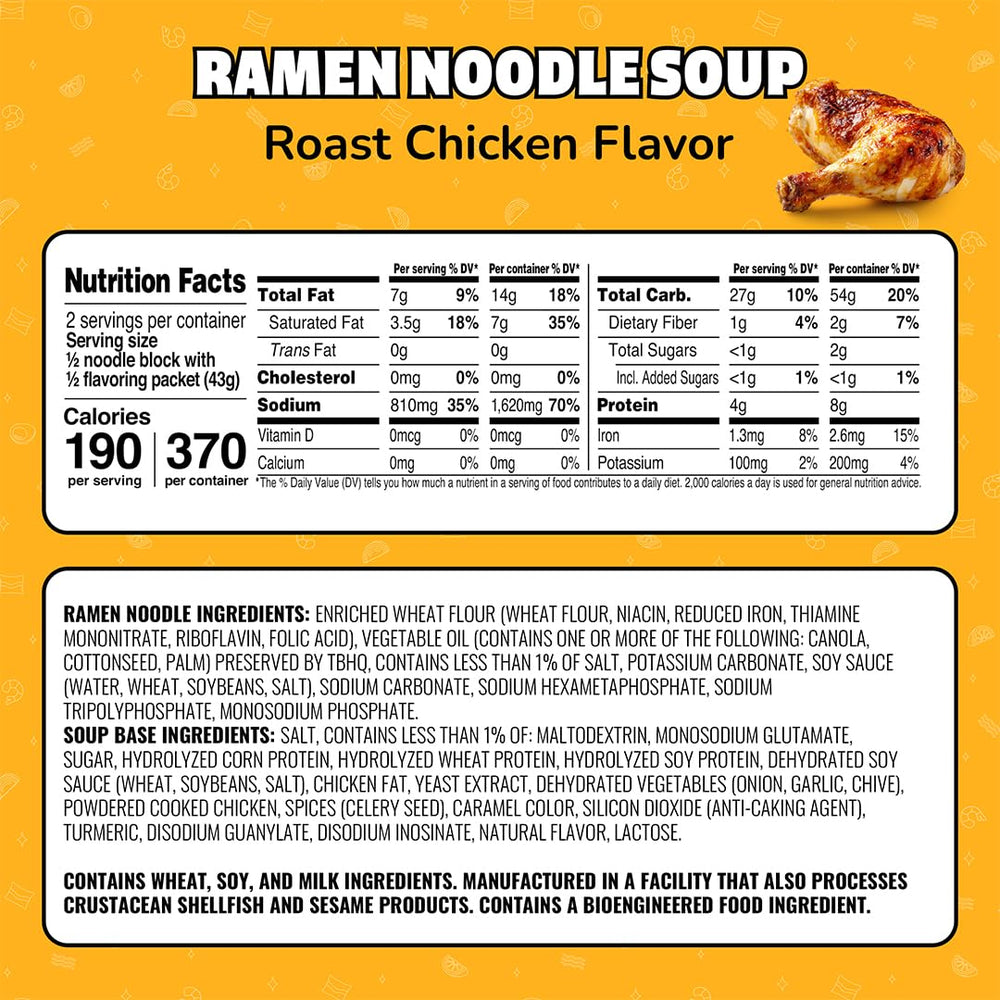 Maruchan Roast Chicken noodles close-up with savory steam.