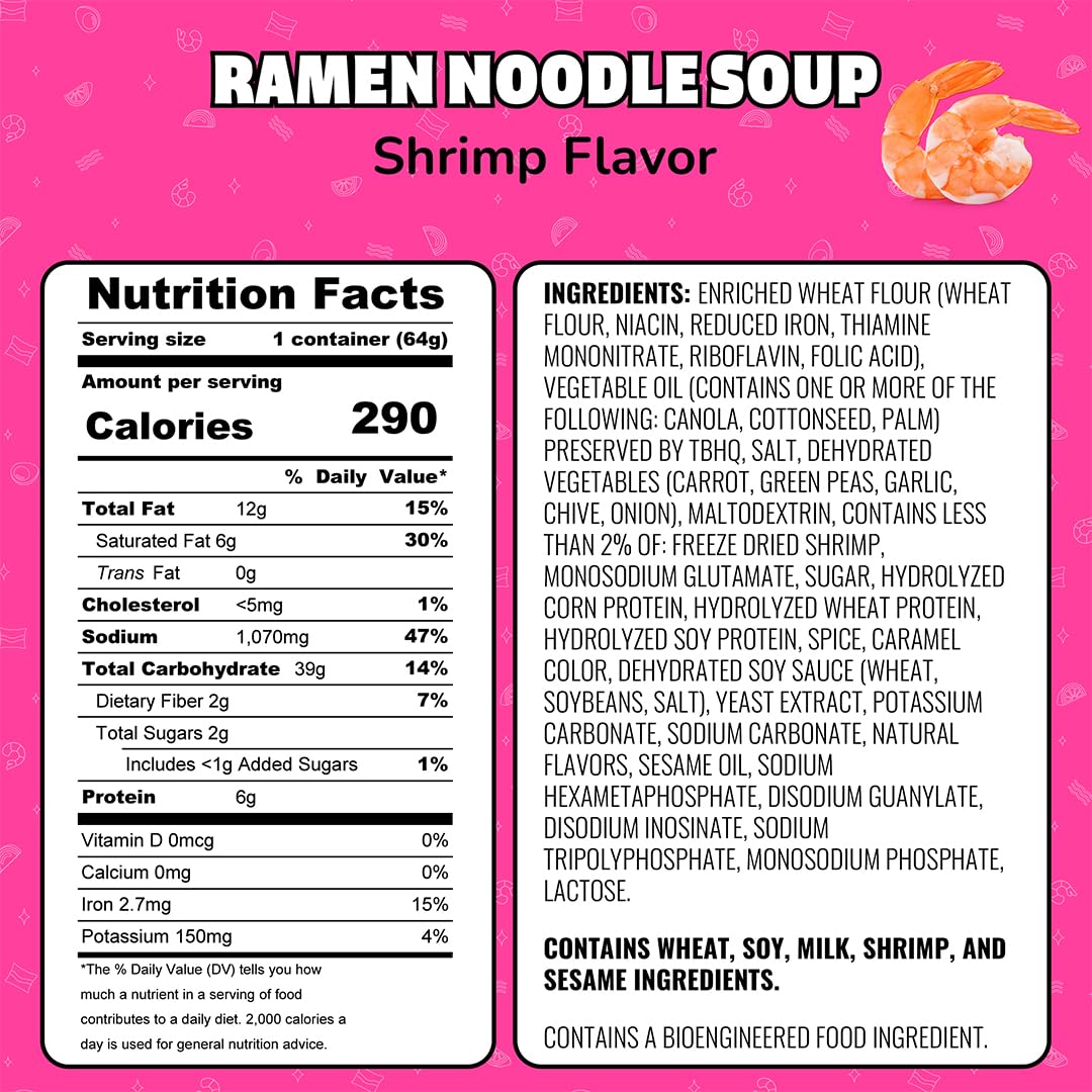 Maruchan Shrimp Flavor Cup with water added, enjoy a fast, hot ramen in minutes.