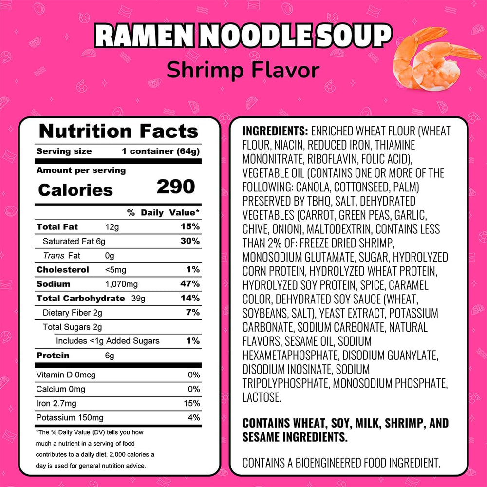 Maruchan Shrimp Flavor Cup with water added, enjoy a fast, hot ramen in minutes.