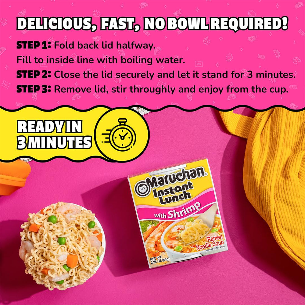 Office snack: Maruchan Shrimp Flavor Cup fuels a quick break.