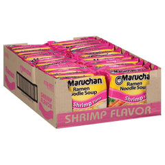 Maruchan Shrimp Ramen pack front, convenient 24-pack for quick meals