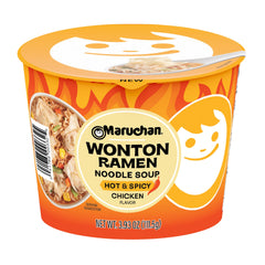 Maruchan Wonton Bowl on noodles—a comforting, quick meal.
