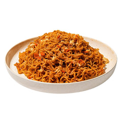 Maruchan Yakisoba Fire Spicy Beef serving bowl suggests easy, shareable meals.