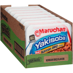 Maruchan Yakisoba Korean BBQ noodles in a microwave tray for a quick dinner.
