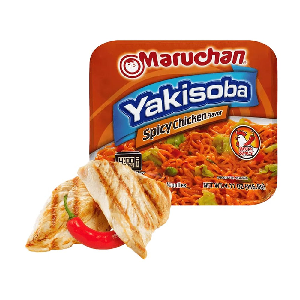 Maruchan Yakisoba spicy chicken with hearty vegetables for a balanced meal.