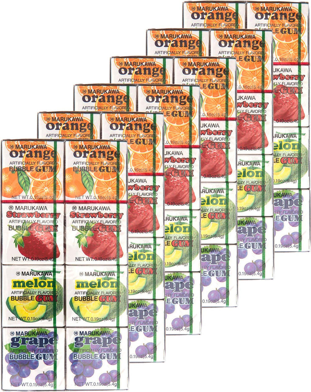 Marukawa bubble gum fruits flavor package front view, ideal for on-the-go fruit flavor snacking
