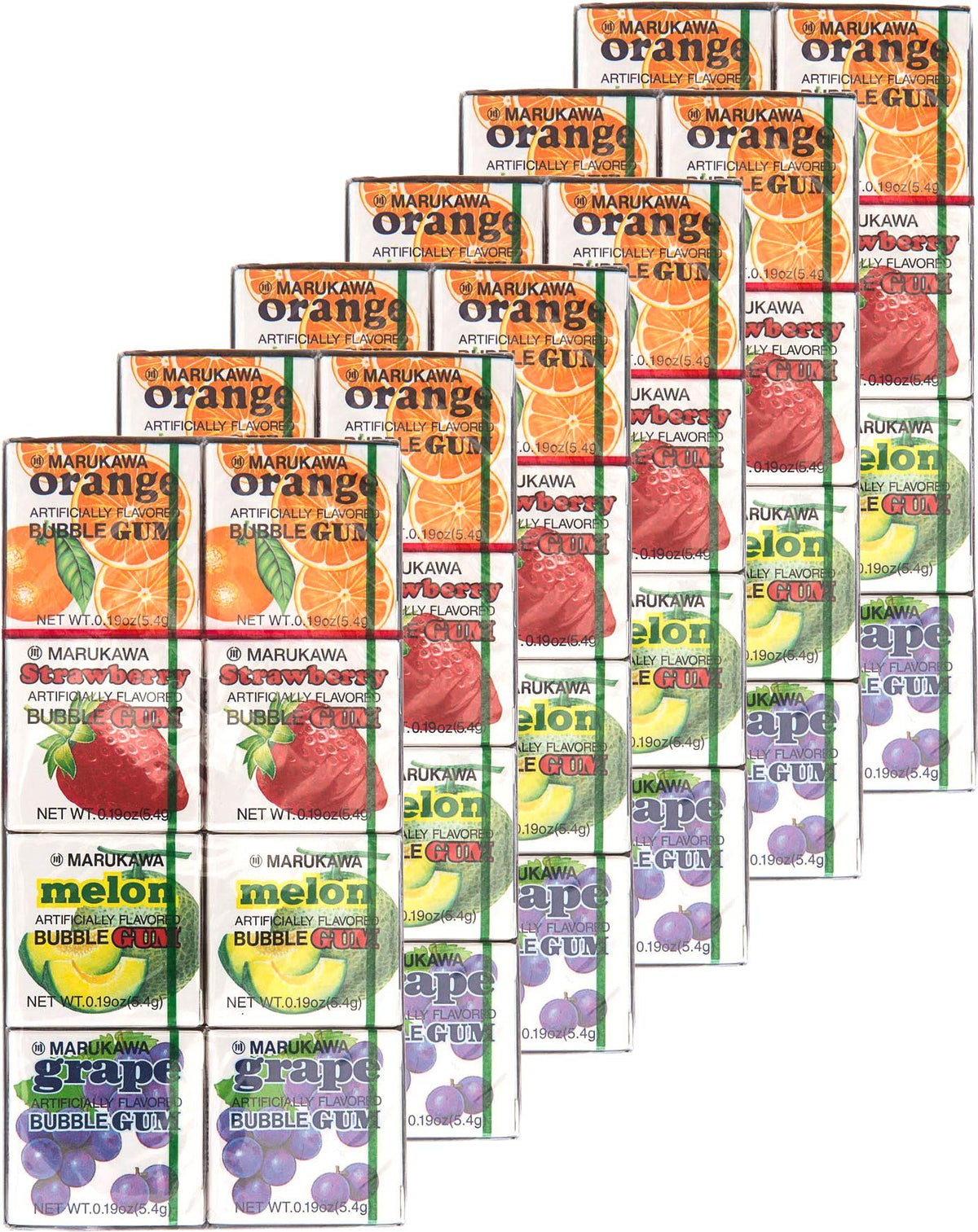 Marukawa bubble gum fruits flavor package front view, ideal for on-the-go fruit flavor snacking