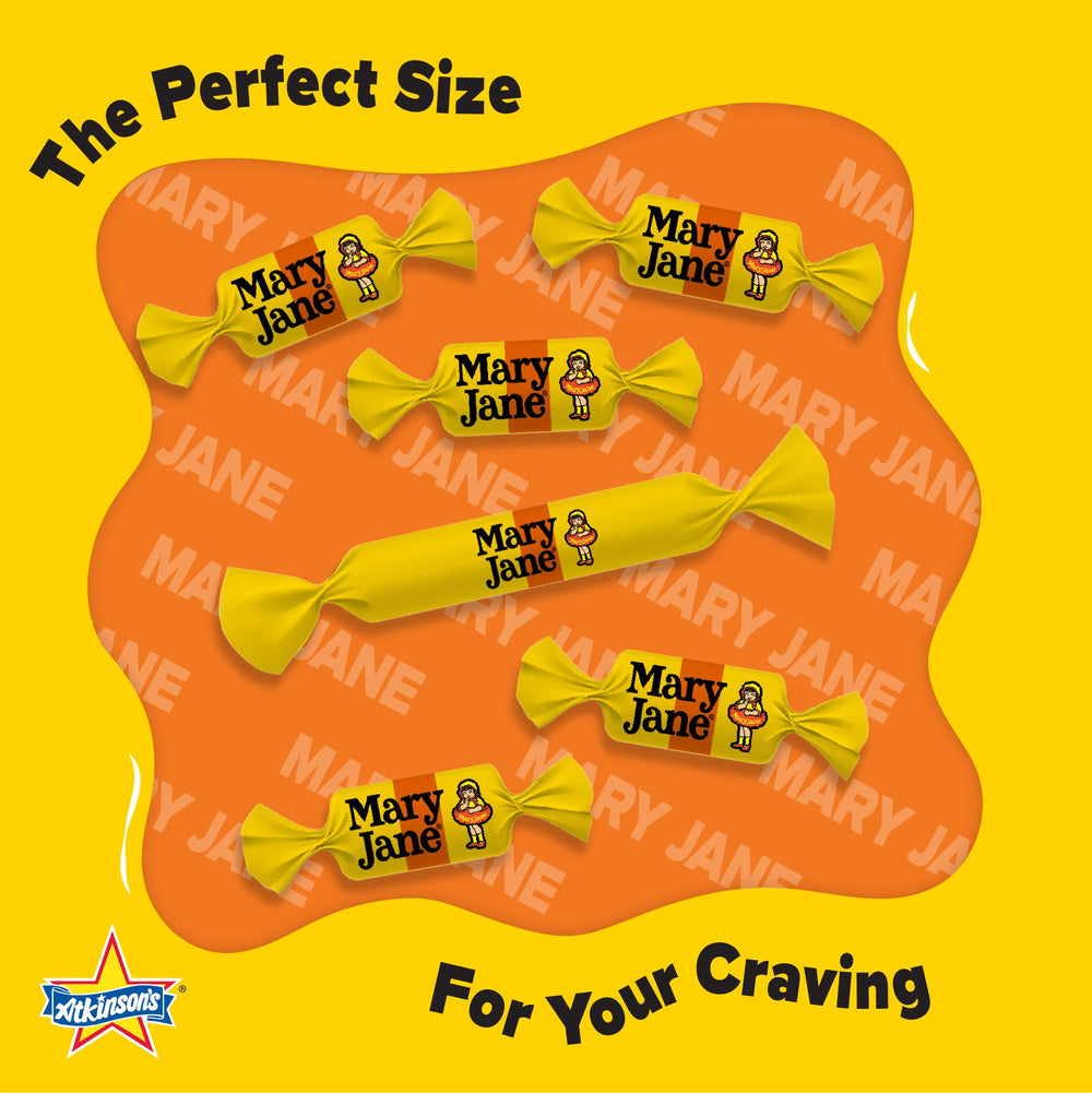 Mary Jane bite-size candy with twist-wrap packaging, easy to unwrap during busy days.