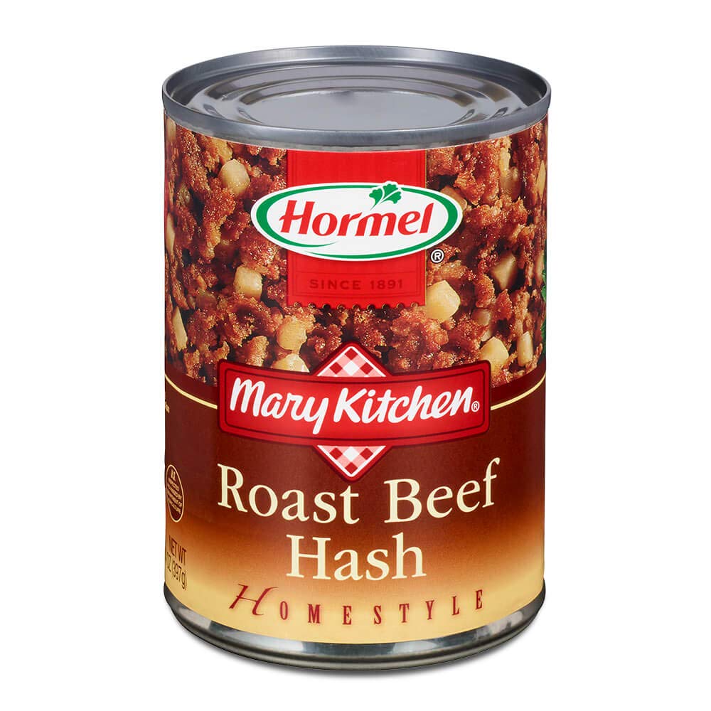Mary Kitchen roast beef hash can pack in twelve cans for easy stocking.