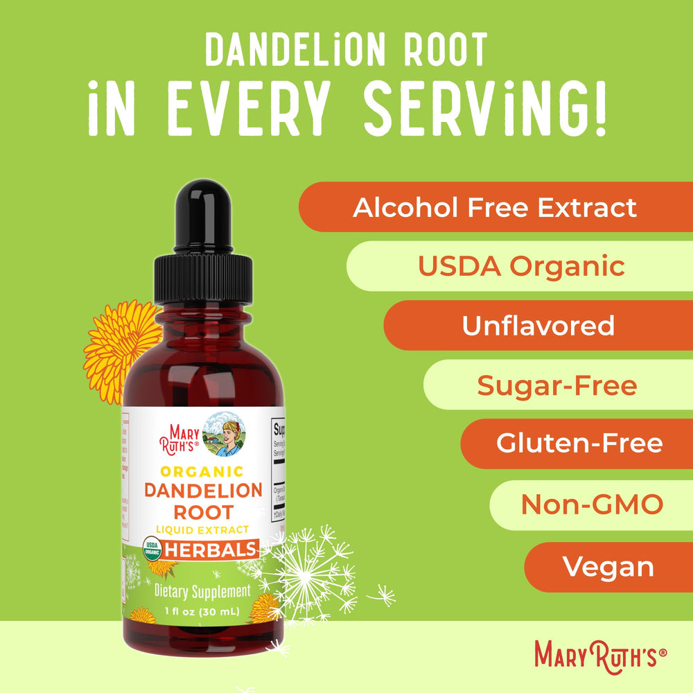 MaryRuth's Dandelion Root dry herb equivalent detail guides amounts.