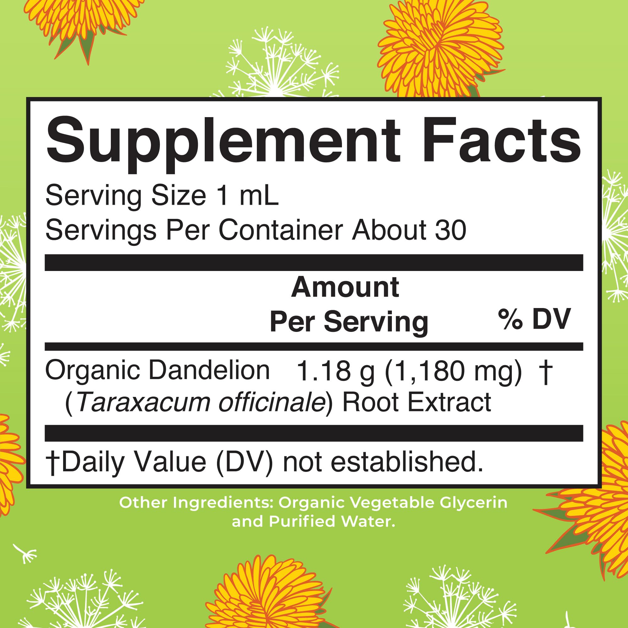 MaryRuth's Dandelion Root drops offer flexible daily dosing.