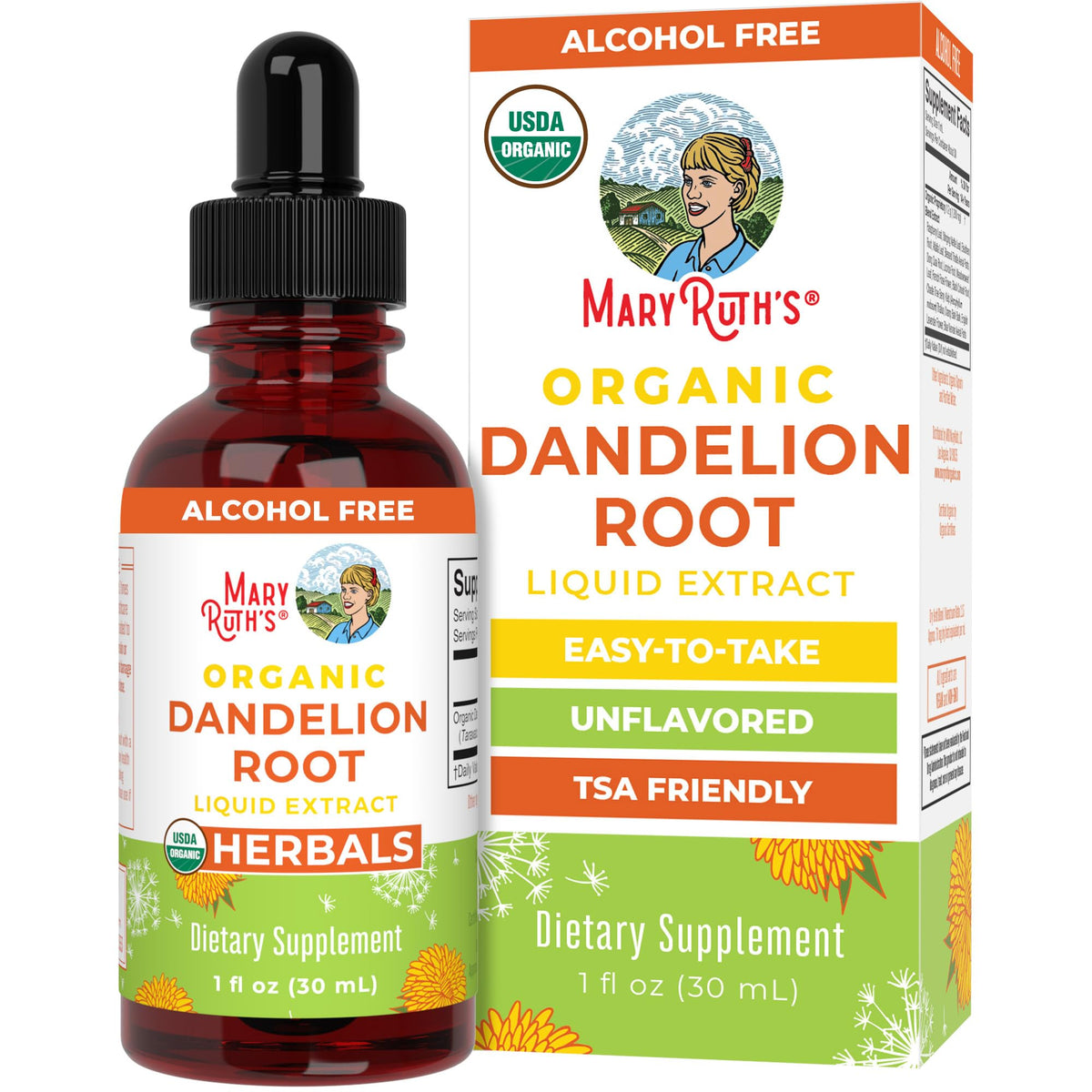MaryRuth's Organic Dandelion Root liquid bottle for simple daily use.