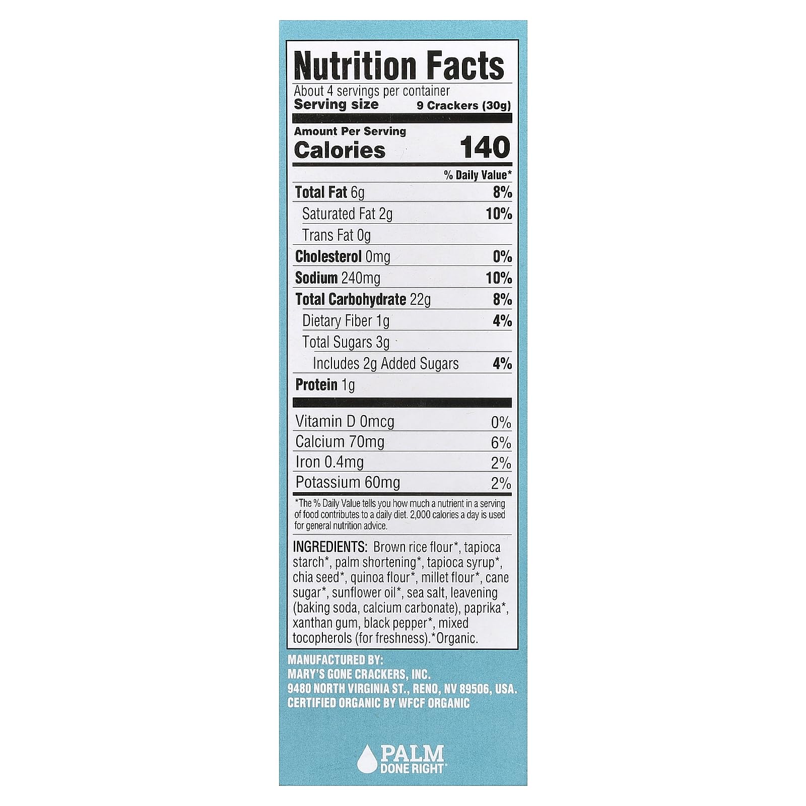 Marys Gone Crackers Cracker Thin Sea Salt side view highlights light, crunchy texture great with toppings.