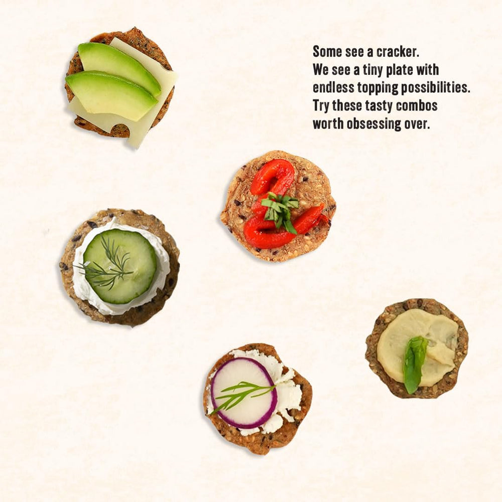 Mary's Gone Crackers Super Seed Everything cracker ingredient panel reveals organic quinoa and seed blend.