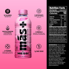 Más+ by Messi Miami Punch glass conveys refreshing taste and electrolyte balance for workouts