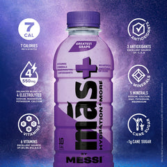 Más+ by Messi Limón Lime League bottle front offering natural flavor and hydration.