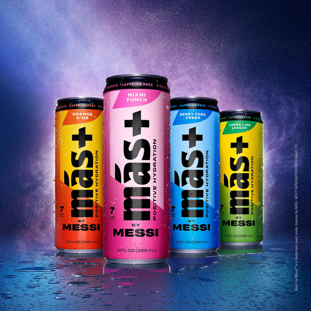 Más+ by Messi Limón Lime League can with citrus zest for refreshing hydration