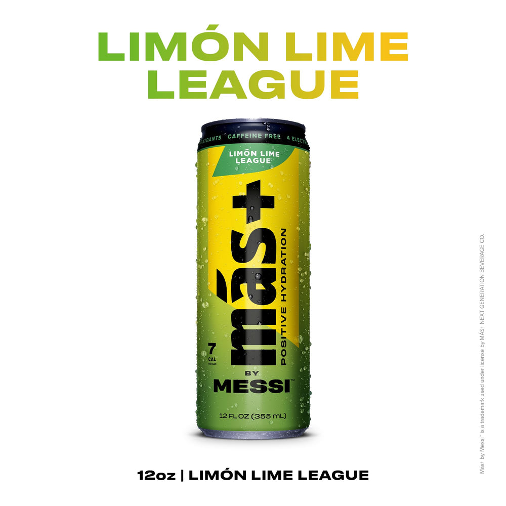 Más+ by Messi natural flavors label highlights no artificial colors or sweeteners